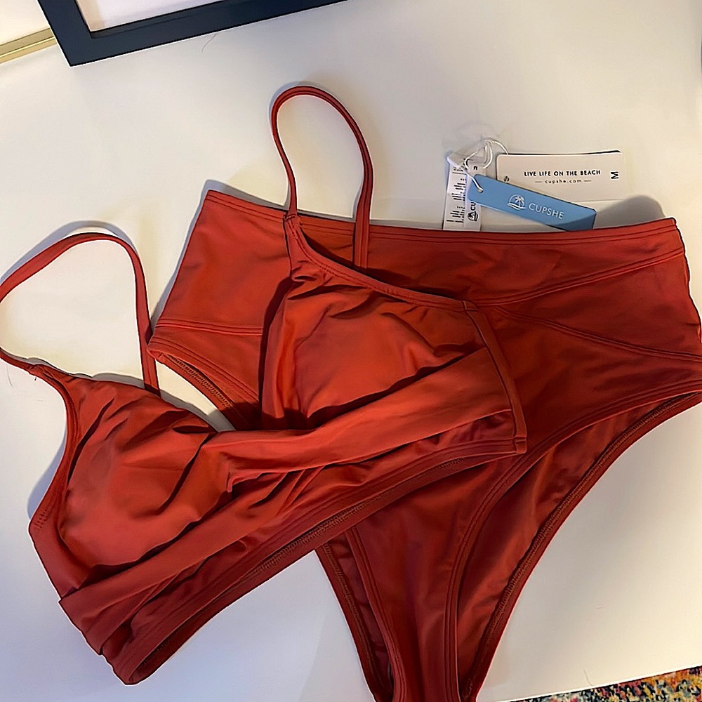 Brand New High Waisted Bikini - Burnt Orange